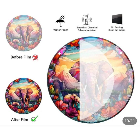 Colorful stained glass elephant window suncatcher art decor - Picture 3 of 3